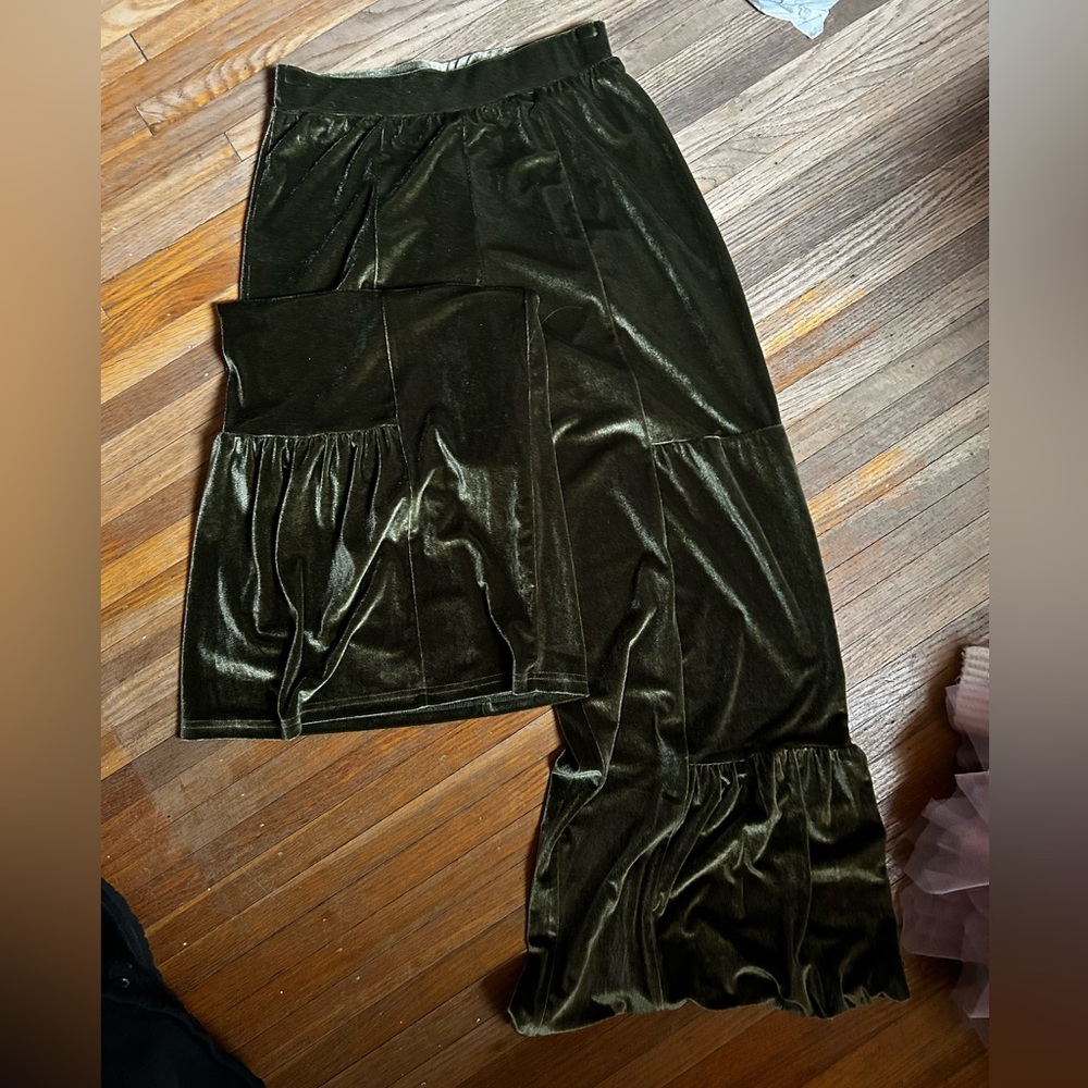 Size small green velvet flare bottoms
